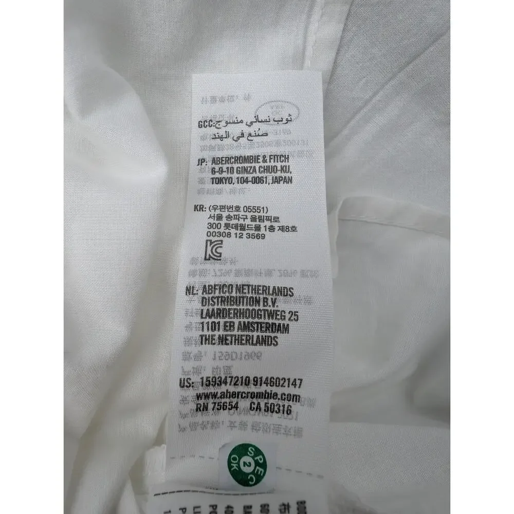 Abercrombie & Fitch Smocked Maxi Dress Womens XS Petite White Tiered Minimalist
